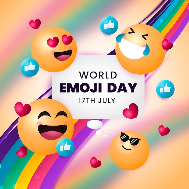 Bezpłatny wektor gradientowy światowy dzień emoji z emotikonami