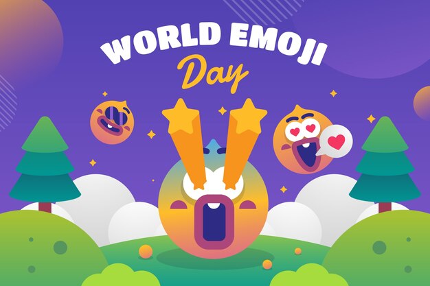 Gradientowy światowy Dzień Emoji Z Emotikonami