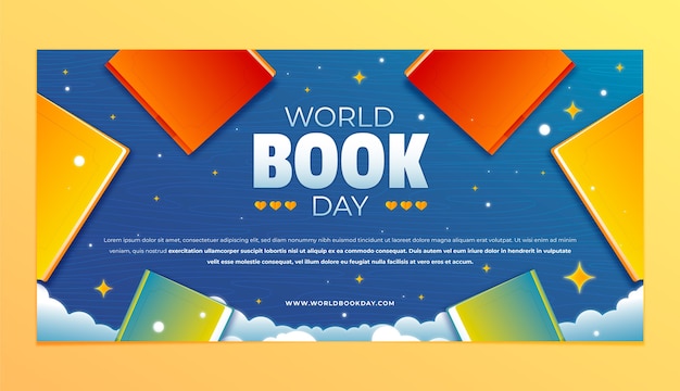 Bezpłatny wektor gradientowy światowy dzień książki poziomy baner