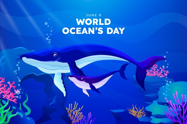 Gradientowy światowy dzień oceanów w tle