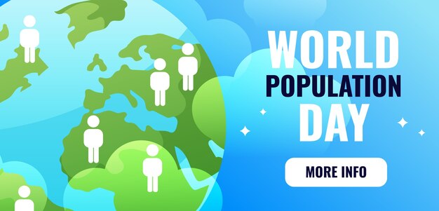 Gradientowy światowy Dzień Populacji Poziomy Szablon Transparentu Z Ludźmi I Planetą