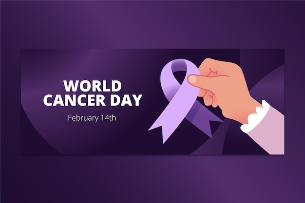 Gradientowy światowy Dzień Raka Poziomy Baner