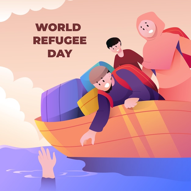 Bezpłatny wektor gradientowy światowy dzień uchodźcy
