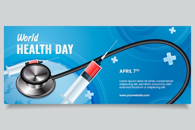 Bezpłatny wektor gradientowy światowy dzień zdrowia poziomy baner