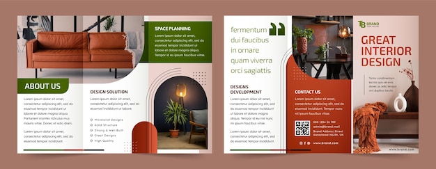 Bezpłatny wektor gradientowy szablon broszury do projektowania wnętrz