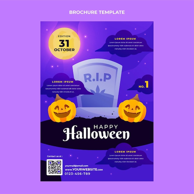 Bezpłatny wektor gradientowy szablon broszury halloween