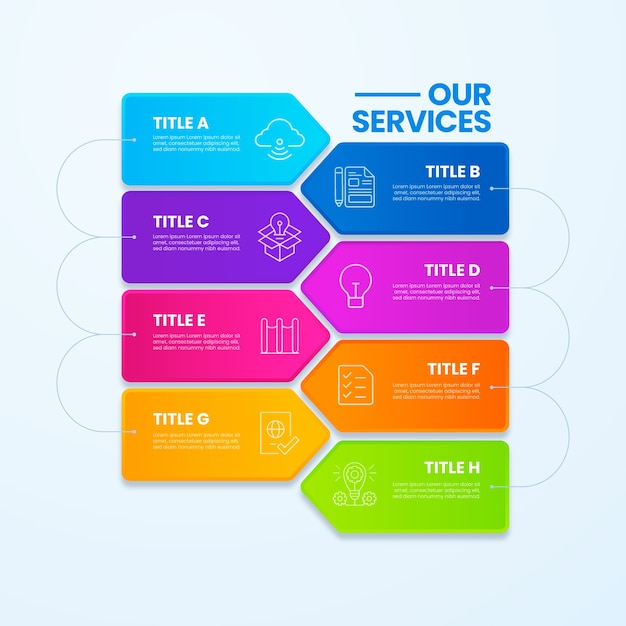 Bezpłatny wektor gradientowy szablon infografiki naszych usług