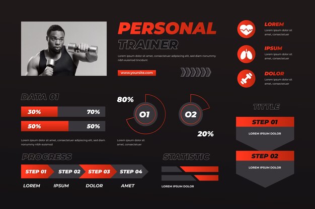 Gradientowy szablon infografiki treningu i ćwiczeń gimnastycznych
