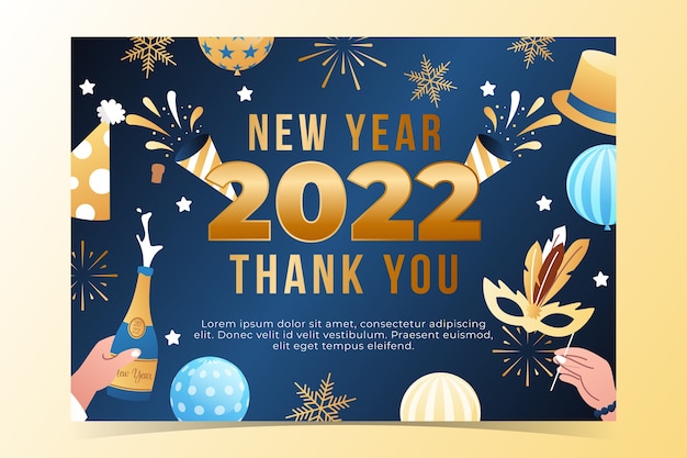 Bezpłatny wektor gradientowy szablon kartki z życzeniami nowego roku