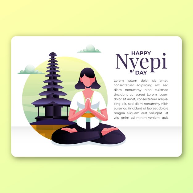 Gradientowy szablon kartki z życzeniami nyepi