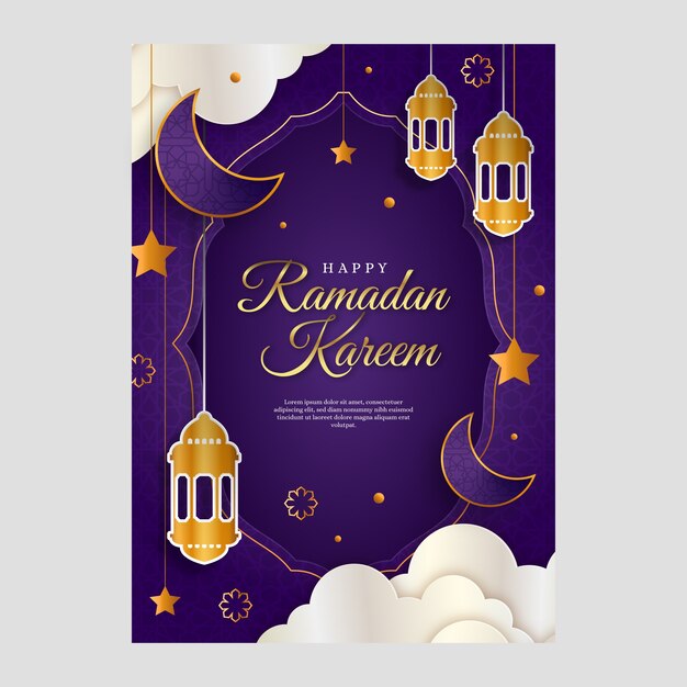Gradientowy szablon kartki z życzeniami ramadan