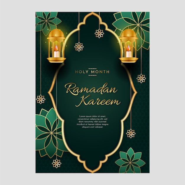 Bezpłatny wektor gradientowy szablon kartki z życzeniami ramadan