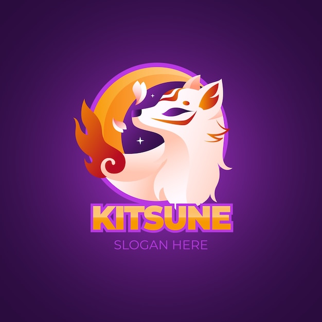 Bezpłatny wektor gradientowy szablon logo kitsune