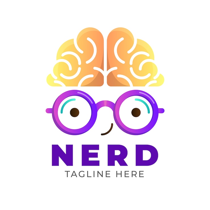 Bezpłatny plik Wektor gradientowy szablon logo kreatywnego nerda