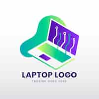 Bezpłatny wektor gradientowy szablon logo laptopa