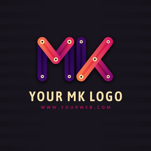 Bezpłatny wektor gradientowy szablon logo mk lub km