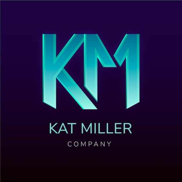 Gradientowy szablon logo mk lub km