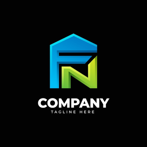 Gradientowy szablon logo nf lub fn