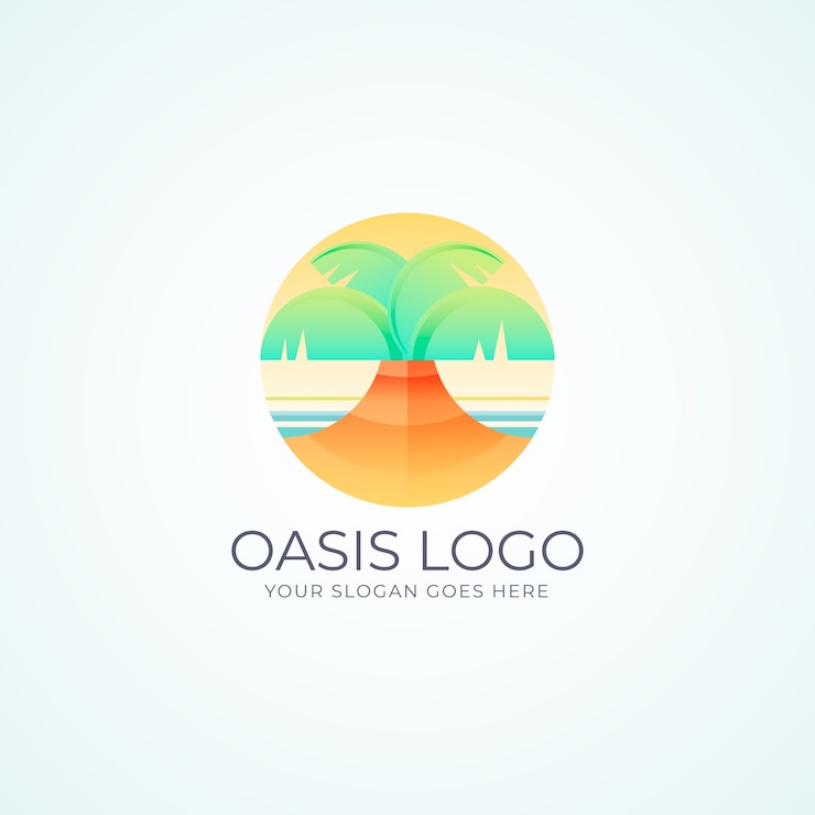 Bezpłatny plik Wektor gradientowy szablon logo oazy