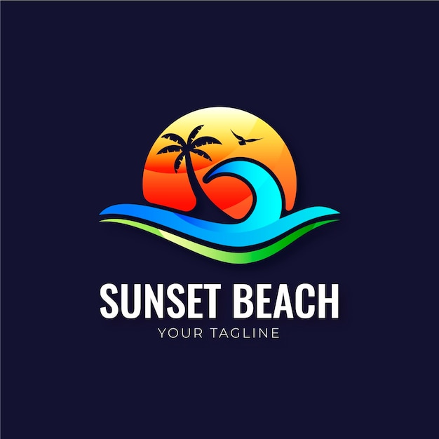 Bezpłatny wektor gradientowy szablon logo plaży
