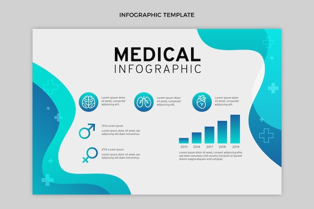 Bezpłatny wektor gradientowy szablon medyczny infografika