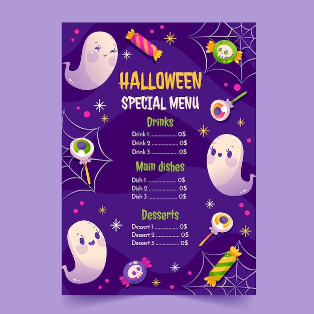 Gradientowy Szablon Menu Halloween