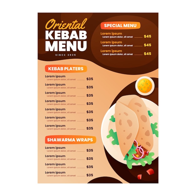 Gradientowy Szablon Menu Kebab