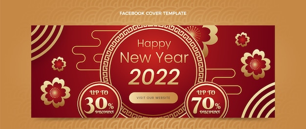 Bezpłatny wektor gradientowy szablon okładki mediów społecznościowych chińskiego nowego roku