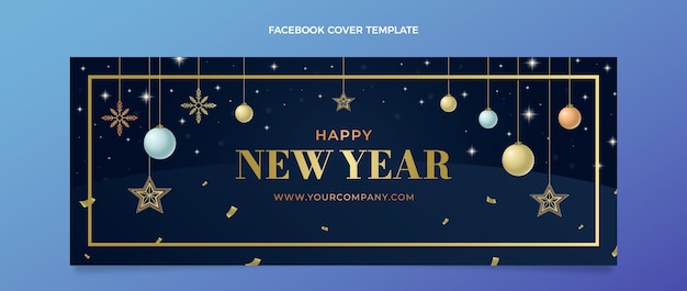 Bezpłatny wektor gradientowy szablon okładki mediów społecznościowych na nowy rok
