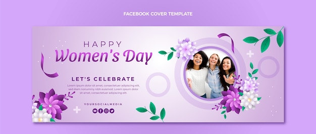 Gradientowy szablon okładki mediów społecznościowych z okazji międzynarodowego dnia kobiet