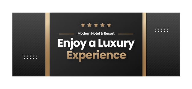 Bezpłatny wektor gradientowy szablon okładki mediów społecznościowych zapewniający luksusowe wrażenia hotelowe