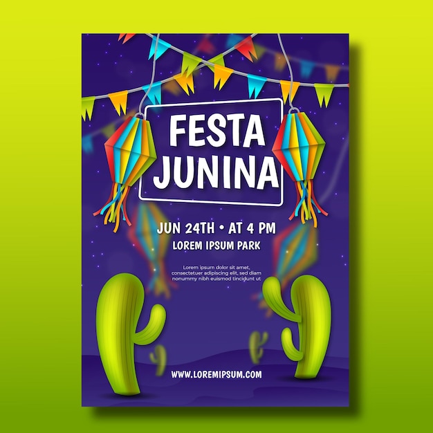 Bezpłatny wektor gradientowy szablon pionowego plakatu festa junina