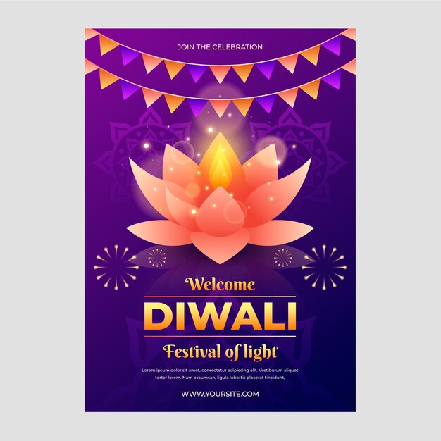Gradientowy Szablon Pionowego Plakatu Festiwalu Diwali