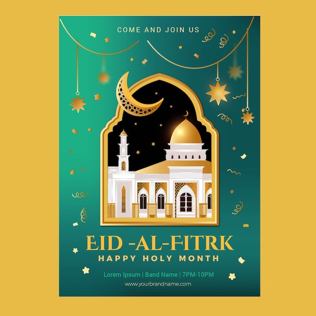 Gradientowy szablon plakatu eid al-fitr