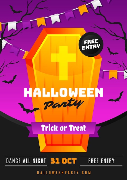 Bezpłatny wektor gradientowy szablon plakatu halloween party