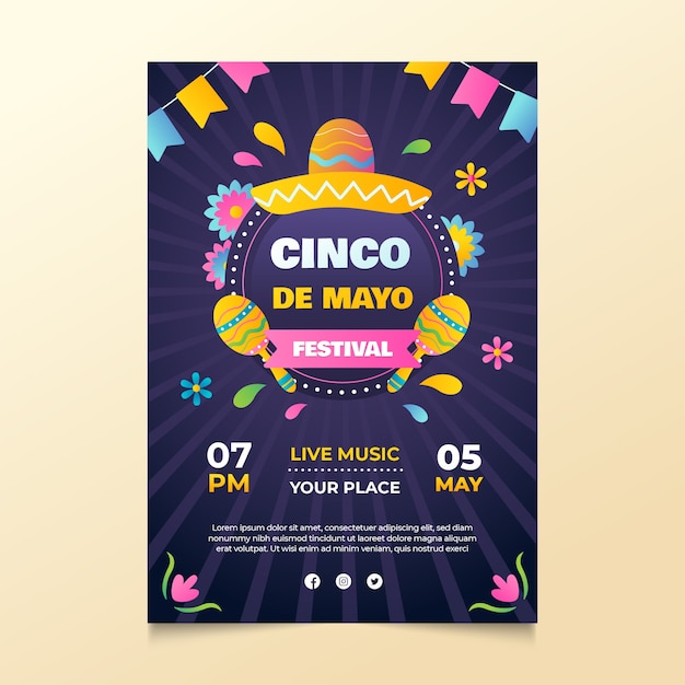 Gradientowy Szablon Plakatu Pionowego Cinco De Mayo