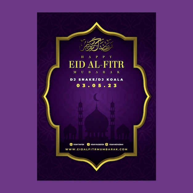 Gradientowy Szablon Plakatu Pionowego Eid Al-fitr