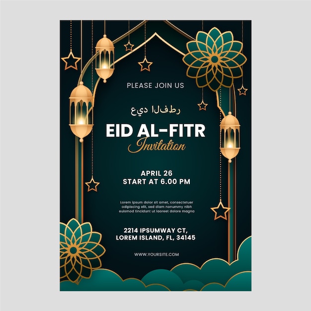 Gradientowy Szablon Plakatu Pionowego Eid Al-fitr