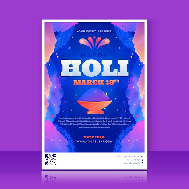 Gradientowy Szablon Plakatu Pionowego Holi