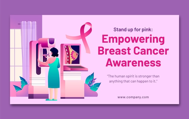 Bezpłatny wektor gradientowy szablon postu w mediach społecznościowych na miesiąc świadomości raka piersi