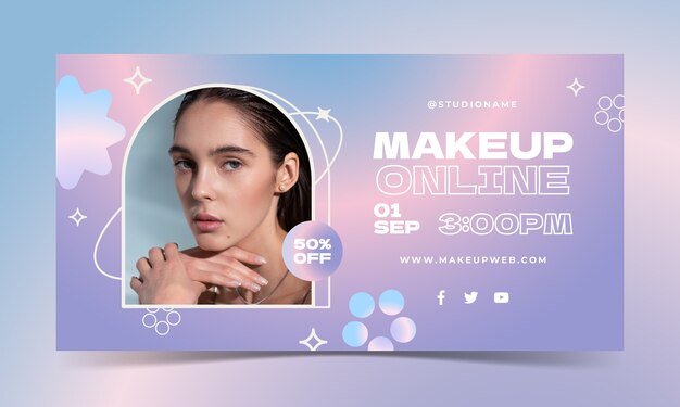 Gradientowy szablon promocyjny artysty makijażu w mediach społecznościowych