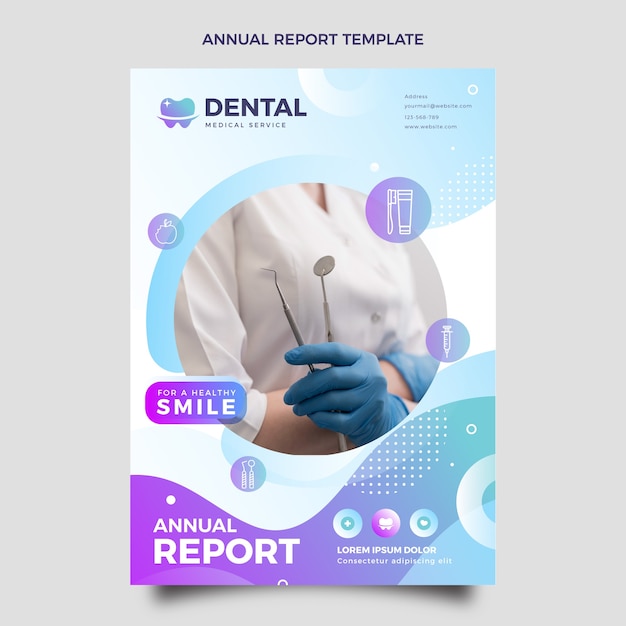 Gradientowy szablon raportu rocznego kliniki dentystycznej
