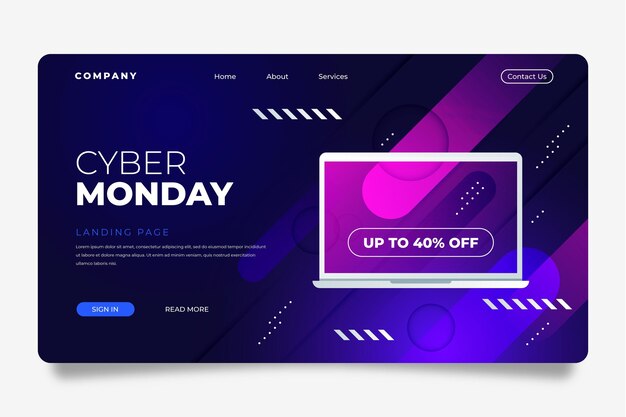 Gradientowy szablon strony docelowej cyber poniedziałek