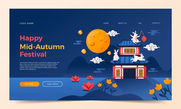 Gradientowy szablon strony docelowej festiwalu w połowie jesieni