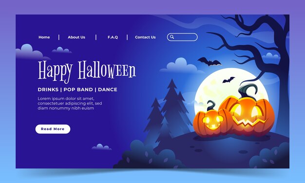 Gradientowy szablon strony docelowej halloween