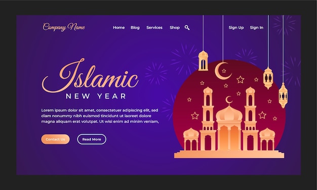 Gradientowy szablon strony docelowej islamskiego nowego roku