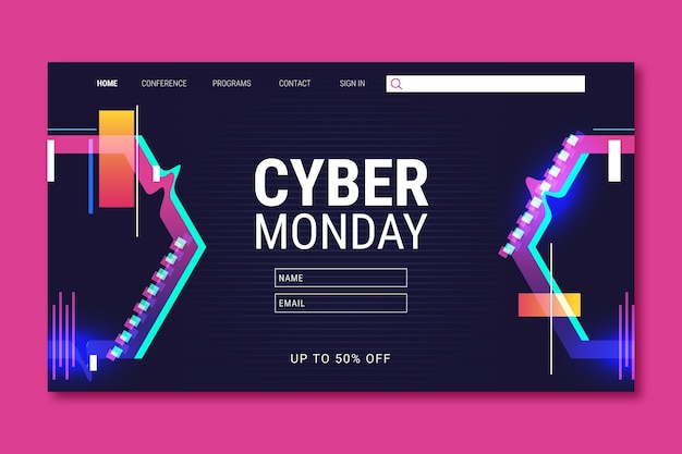 Gradientowy Szablon Strony Docelowej Na Wyprzedaż W Cyberponiedziałek