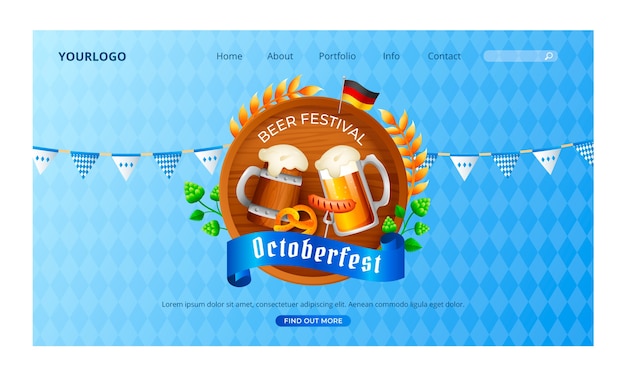 Gradientowy szablon strony docelowej oktoberfest