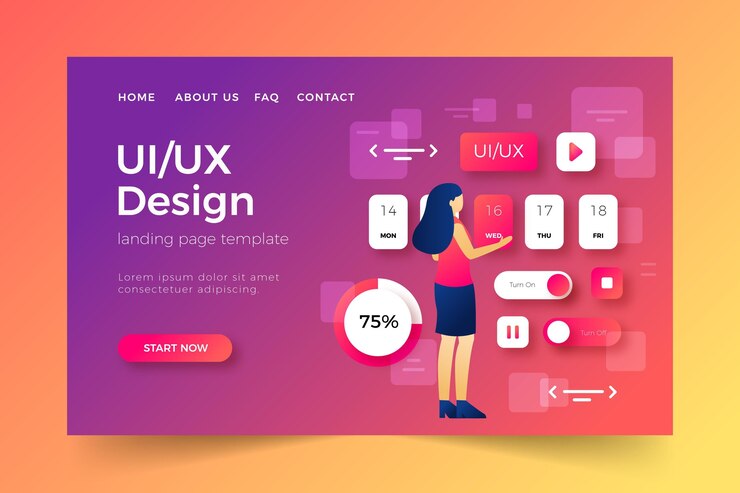 Bezpłatny plik Wektor gradientowy szablon strony docelowej ui/ux