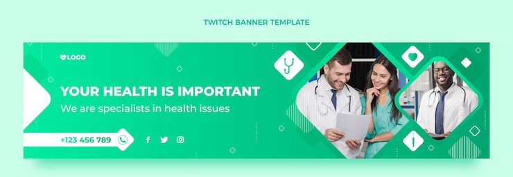 Bezpłatny plik Wektor gradientowy szablon transparentu medycznego twitch